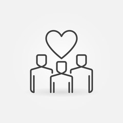 Audience or Follewers with Heart vector outline concept icon or logo