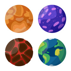 Vector illustration of planet and system symbol. Set of planet and space stock symbol for web.