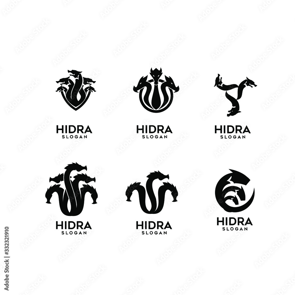 Wall mural collection of hydra logo black icon design vector illustration