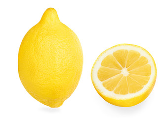 Fresh Lemon fruit  isolated on a white background. Summer citrus food concept