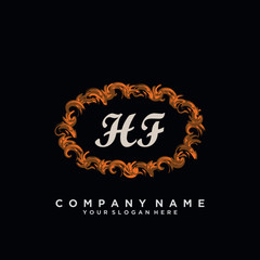 Initial Letter HF Logo With circle Template Vector	
