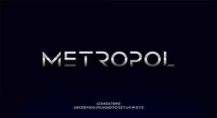 Fototapeta na wymiar Metropol, an abstract technology futuristic alphabet font. digital space typography vector illustration design