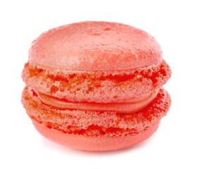 Tasty macaron on white background