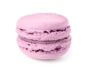Tasty macaron on white background