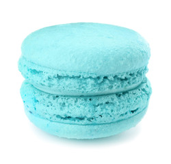 Tasty macaron on white background