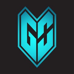 GO Logo monogram with emblem line style isolated on blue gradient colors