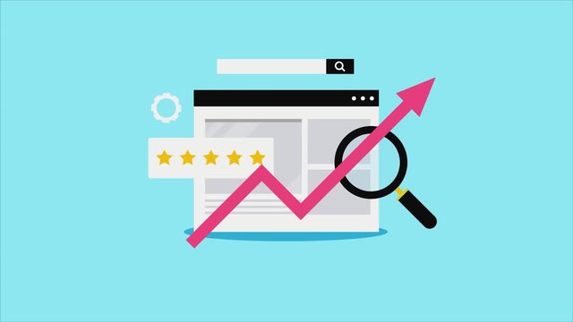 Seo optimization, website traffic growth, data analysis, seo monitoring for online business, increasing marketing graph concept. 2d animation, video clip.