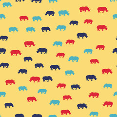 Seamless vector pattern with African Rhinos