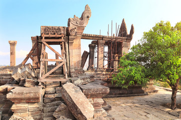Ruins of temple in Preah Vihear Temple complex, Cambodia
