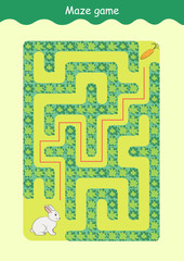 Rabbit and Carrot Maze educational game for children