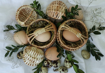 easter eggs in basket