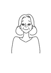 きれいで清潔感のある中高年女性の線画
