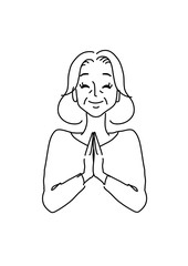 きれいで清潔感のある中高年女性の線画