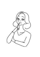 きれいで清潔感のある中高年女性の線画