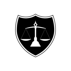 Shield and Scale of Justice Icon Logo Template Illustration Design Isolated on White Background