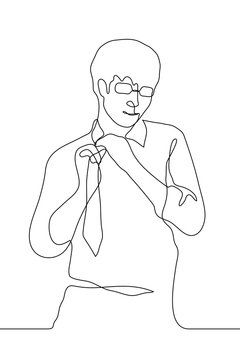 man adjusting tie, minimalist line art clip art preview