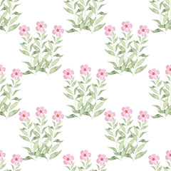 Watercolor background with spring flowering plants