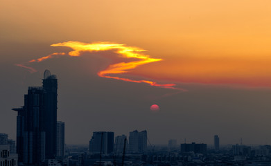 background view of the sky is close,with various colors changing according to the weather(orange, red,yellow,pink,blue)is a natural beauty