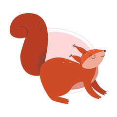 Cute Squirrel Furry Animal Jumping Vector Illustration