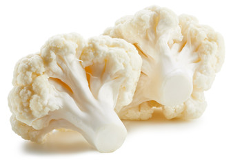 Organic cauliflower with clipping path isolated on a white background. Fresh cauliflower