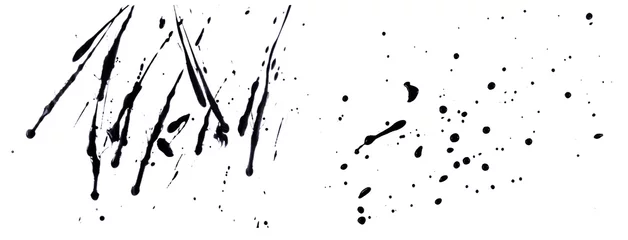Gordijnen abstract artistic ink black of stain or splash black watercolor paint and liquid Ink splash splatter. grungy black swatches with Rough smears or stains of brush. Brush paint strokes. clipping path.  © bankphoto