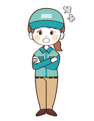 女性、配達員、怒る