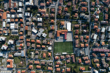 aerial point of view of a town