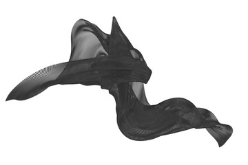 Fototapeta premium Beautiful flowing mesh of small particles. Black wavy shape made of small cubes. 3D rendering image.