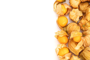 fresh Cape gooseberry fruit on white background