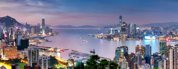Foto op Plexiglas Hong Kong skyline at night, China - Asia © TTstudio