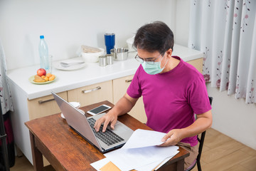Male work at home to help protect infection of coronavirus (COVID-19) from outside