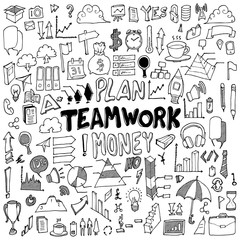 Obraz premium Business doodle set. Drawing vector illustration hand drawn eps10