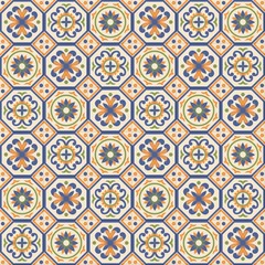Mediterranean seamless pattern from Moroccan tiles, Azulejos ornaments. Can be used for wallpaper, pattern fills, web page background,surface textures. Vector