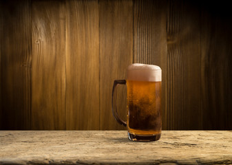 background of barrel and worn old table of wood