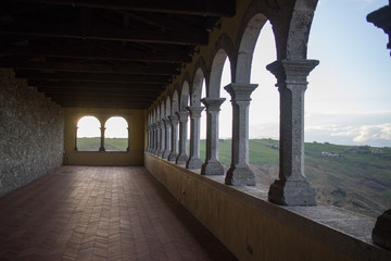 courtyard of Bisaccia castle, Avellino, Campania, Italy.