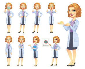 Character Female Doctor Set and Coronavirus