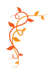 Elemento floreale decorativo arancione, ramo rampicante di edera con foglie  © Hurca!