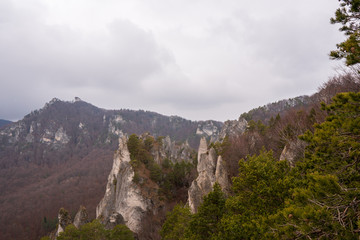 Remains of rock city in Sulov Rocks, Súľov Rocks is a Slovak national nature reserve. Slovakia Sulovske Rocks
