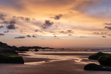 beautiful colorful sunset on agonda beach in goa, india