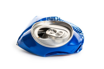 Crumpled Aluminum can isolated on white background