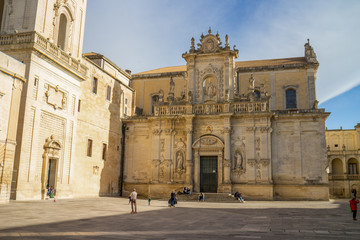Piazza del Duomo square and Virgin Mary Cathedral (Basilica di Santa Maria Assunta in Cielo)....