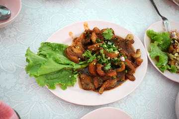 salad with meat and vegetables