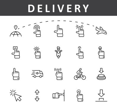 Click Set of Buttons related Vector Icons. Contains such Icons as Cursor, Mouse, Hand, Index Finger, Arrow and more. Editable Stroke. 32x32 Pixels