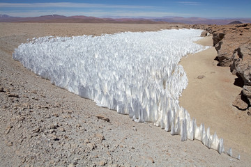 Field of penitentes along the road from La Casualidad to Mina Julia, Puna de Atacama, Argentina