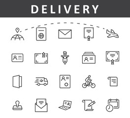 Set of Legal Documents Related Vector Line Icons. Contains such Icon as Visa, Contract, Declaration, License, Permission, Grant and more. Editable Stroke. 32x32 Pixels