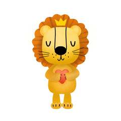 Funny lion illustration for children