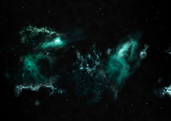 Star field in space and a nebulae. 3D rendering