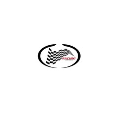 Race flag icon, simple design race flag logo template -
