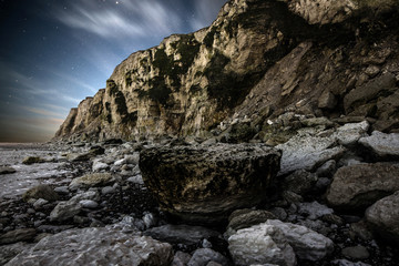 beautiful landscape of the coasts of northern France at night