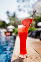 Refreshing watermelon juice near the pool
